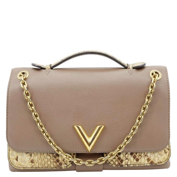 Louis Vuitton Handbags - Louis Vuitton  Very Chain Python Calfskin Leather Shoulder Bag Taupe
